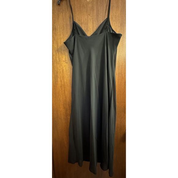 Slip Dress Large Womens Drape Neck Black Y2K Fairy Goth 90s Style Minimalist - Picture 5 of 5